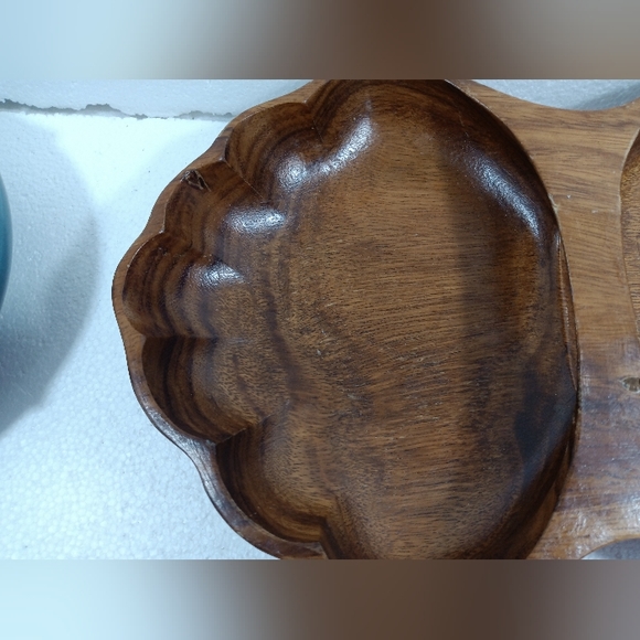 Mid Century Margal Of California Wood Serving Dish Open Clam Shell Design - Picture 2 of 7